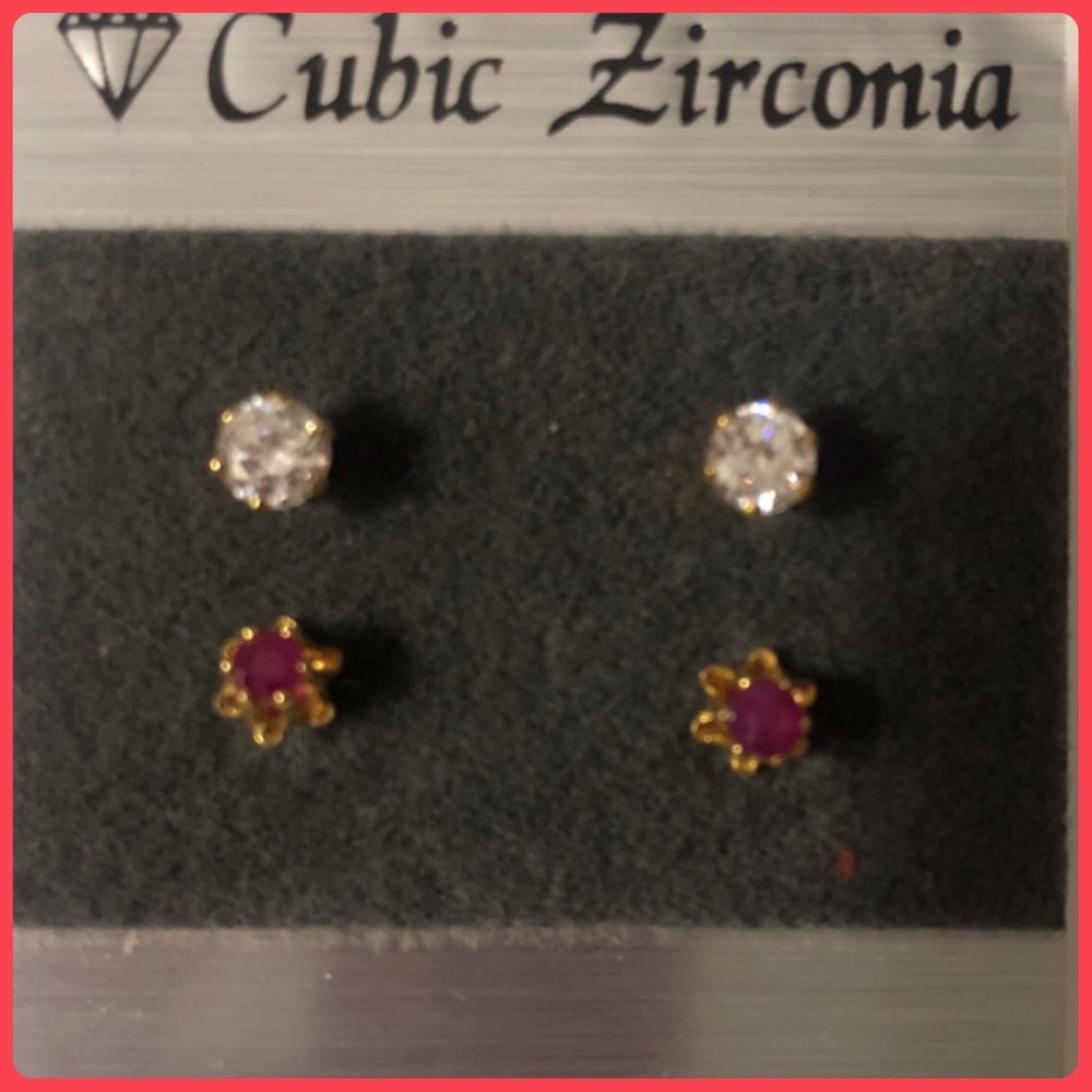 Cubic Zirconia Stud Earrings Set